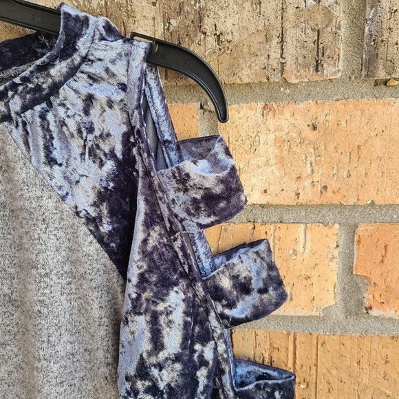 Promesa Women's Top Blouse Cold Open Shoulders Blue Gray Size S - Picture 4 of 8